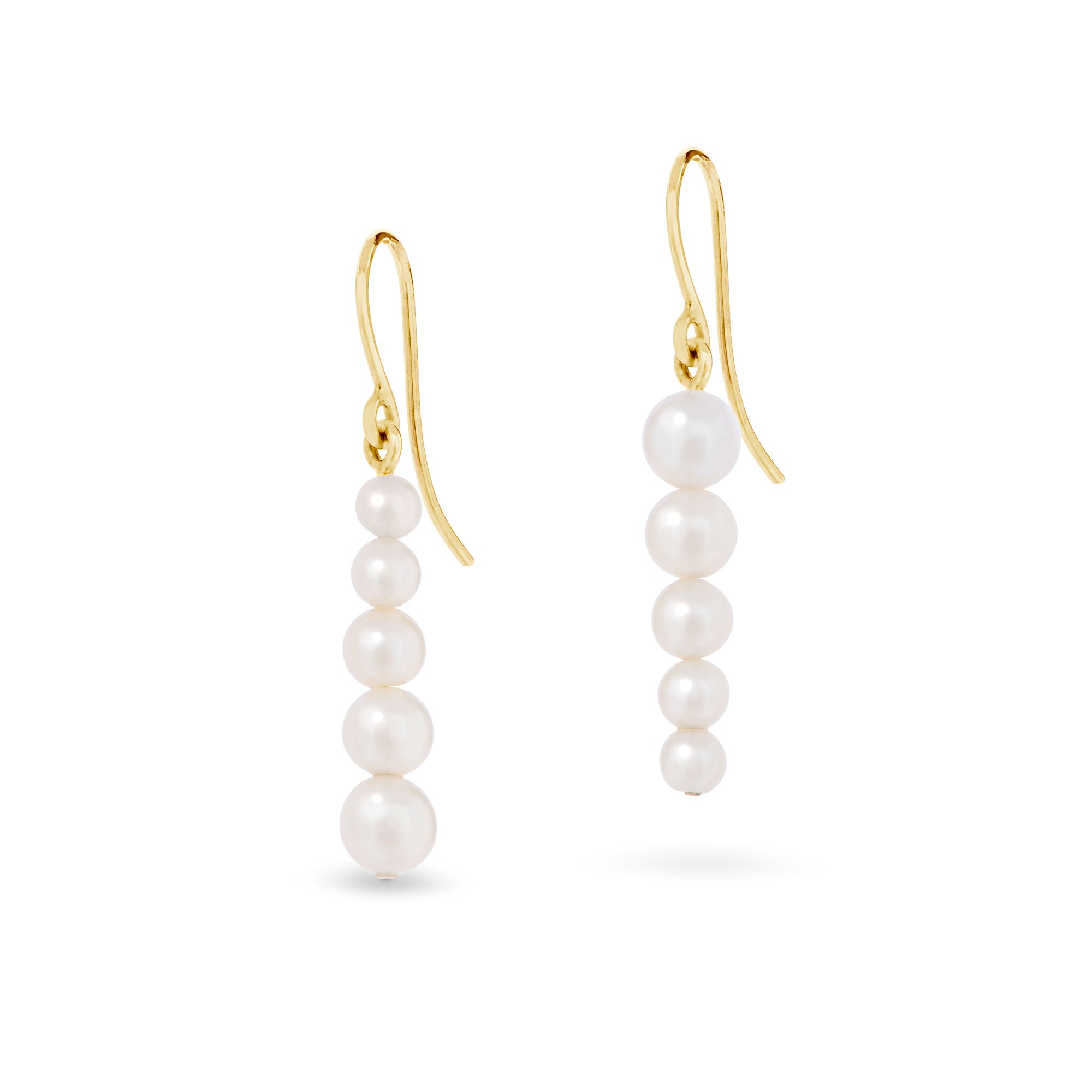 Sea Foam Graduated Pearl Earrings - 14k yellow gold