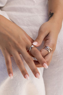 Layers of the Ocean - Sea Foam Stacker ring - Topaz + Pearl