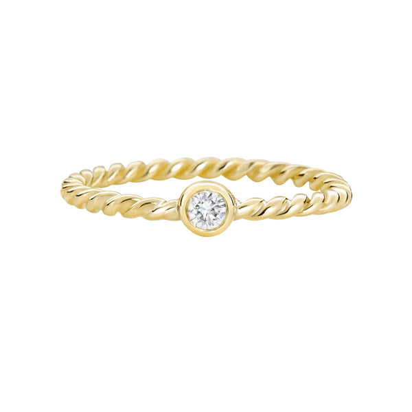 Thread XO yellow gold ring with diamond